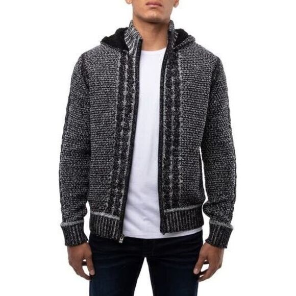 Xray Jeans Hooded Full-Zip Mock Neck Sweater Jacket Mens Size Small‎ Cardigan - Picture 1 of 8